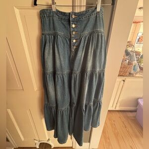 Denim Tiered Skirt